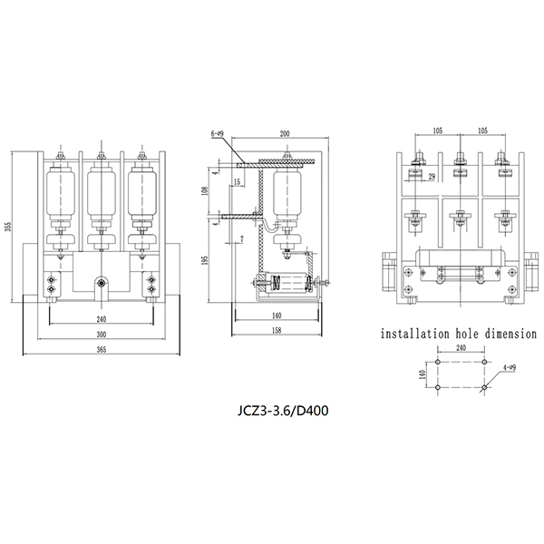 JCZ3-3.6 3.6kV 400A Vacuum Contactor